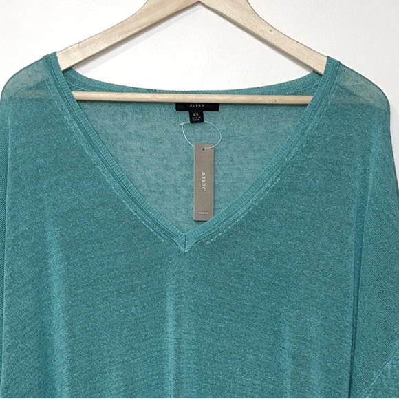 NWT J. Crew V-Neck Sweater with Side Buttons in Linen Blend - Picture 3 of 11